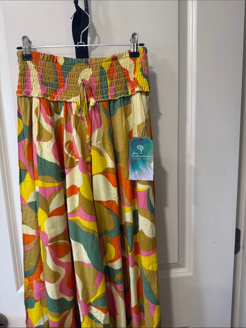 True Destinations Wide-Leg Palazzo Pants in Multicolor Abstract Print Size Med - Picture 3 of 6